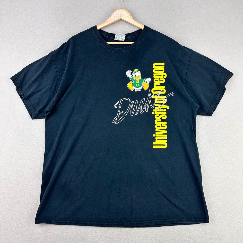 Vintage Oregon Ducks Disney T-Shirt Mens XL Short Sleeve Black 90s Football Boxy